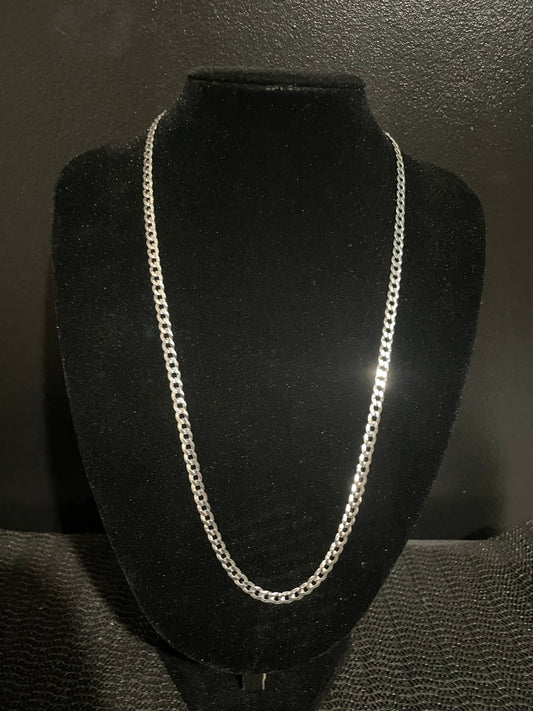 .925 Silver Cuban link necklace 24"